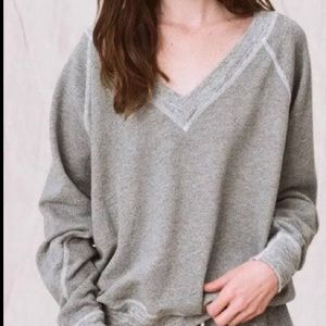 THE GREAT. Gray V-Neck Sweatshirt